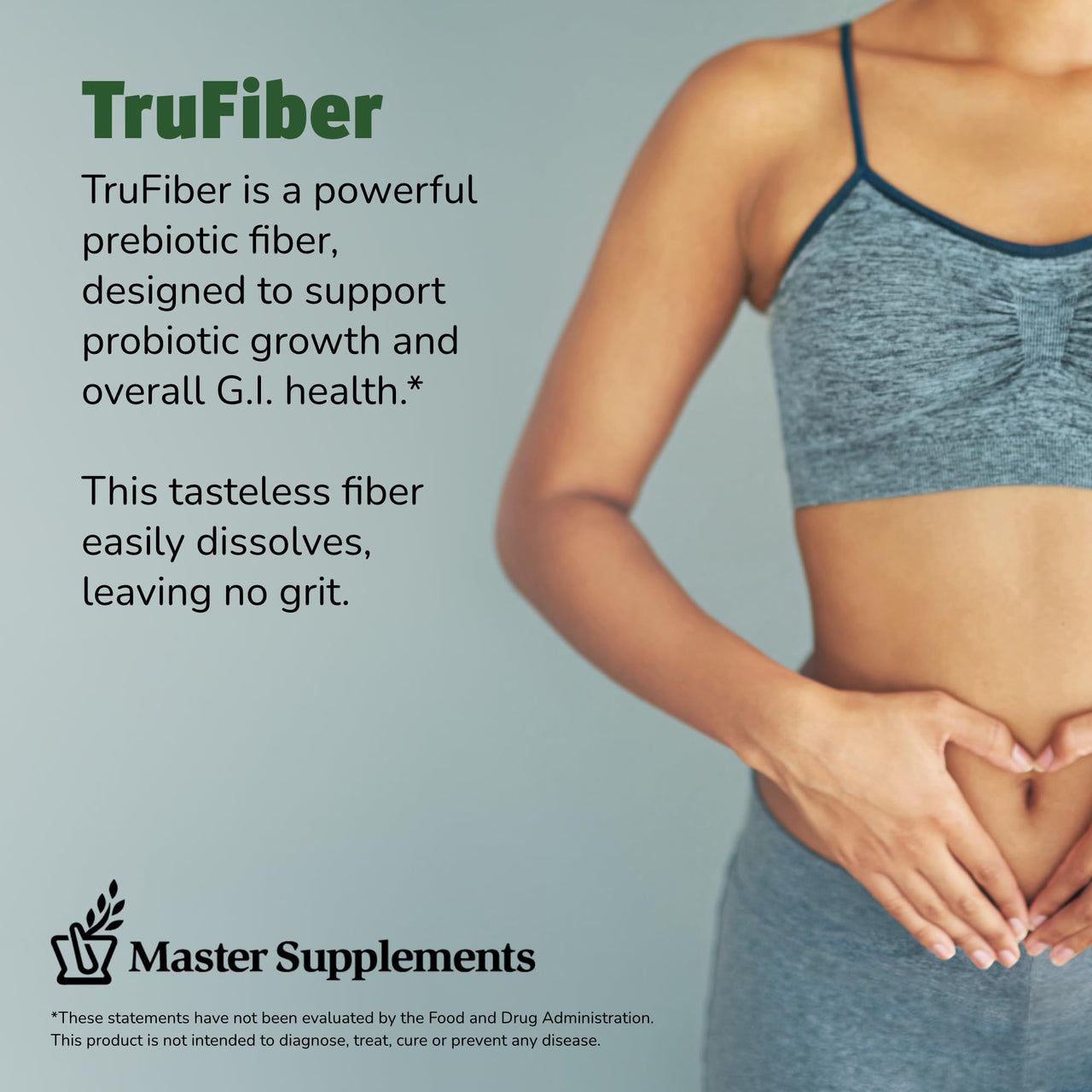 Master Supplements TruFiber - 6.35 oz - Prebiotic Fiber to Help Boost Probiotic Growth - Supports Digestive Health - Vegan, Gluten Free - 50 Servings
