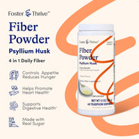 Thumbnail for Foster & Thrive Daily Psyllium Husk Powder Supplement, 4-in-1 Fiber for Digestive Health Laxative, Relieves Occasional Constipation, Sweetened w/Real Sugar, Original Flavor, 48 Doses