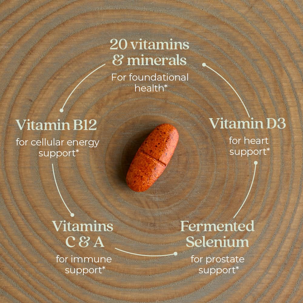 New Chapter Men’s Multivitamin 55+, Extra B6 & B12, D3, Astaxanthin, Vitamin C & Zinc, Immune, Heart, Cellular Energy, and Brain Health, Gentle on The Stomach, One Daily, Non-GMO, 96 Tablets