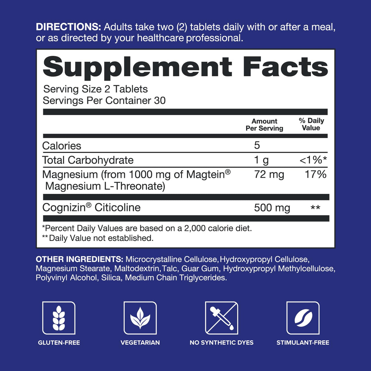 Qunol Brain Health Memory Plus, Magnesium L-Threonate & Citicoline, Clinically Tested Ingredients to Improve Memory, Focus, Attention and Productivity, 60 Count (Pack of 1)