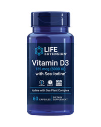 Thumbnail for Life Extension Vitamin D3 with Sea-Iodine™, 125 mcg (5000 IU) – Immune Support, Bone Health, Thyroid Health – 1 Daily, Gluten-Free, Non-GMO – 60 Capsules