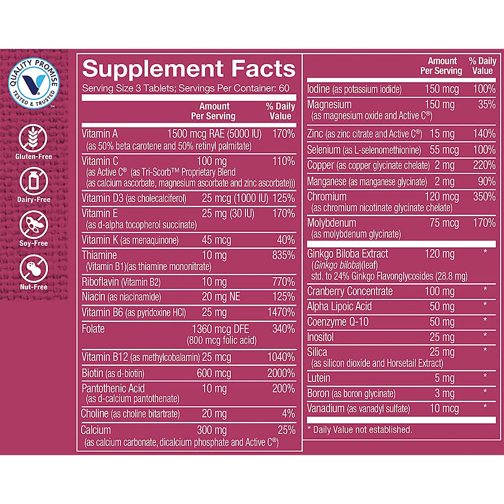 The Vitamin Shoppe Ultimate Woman 50+ Multivitamin - High Potency Daily Multi for Women Over 50, Energy & Immune Support (180 Tablets)