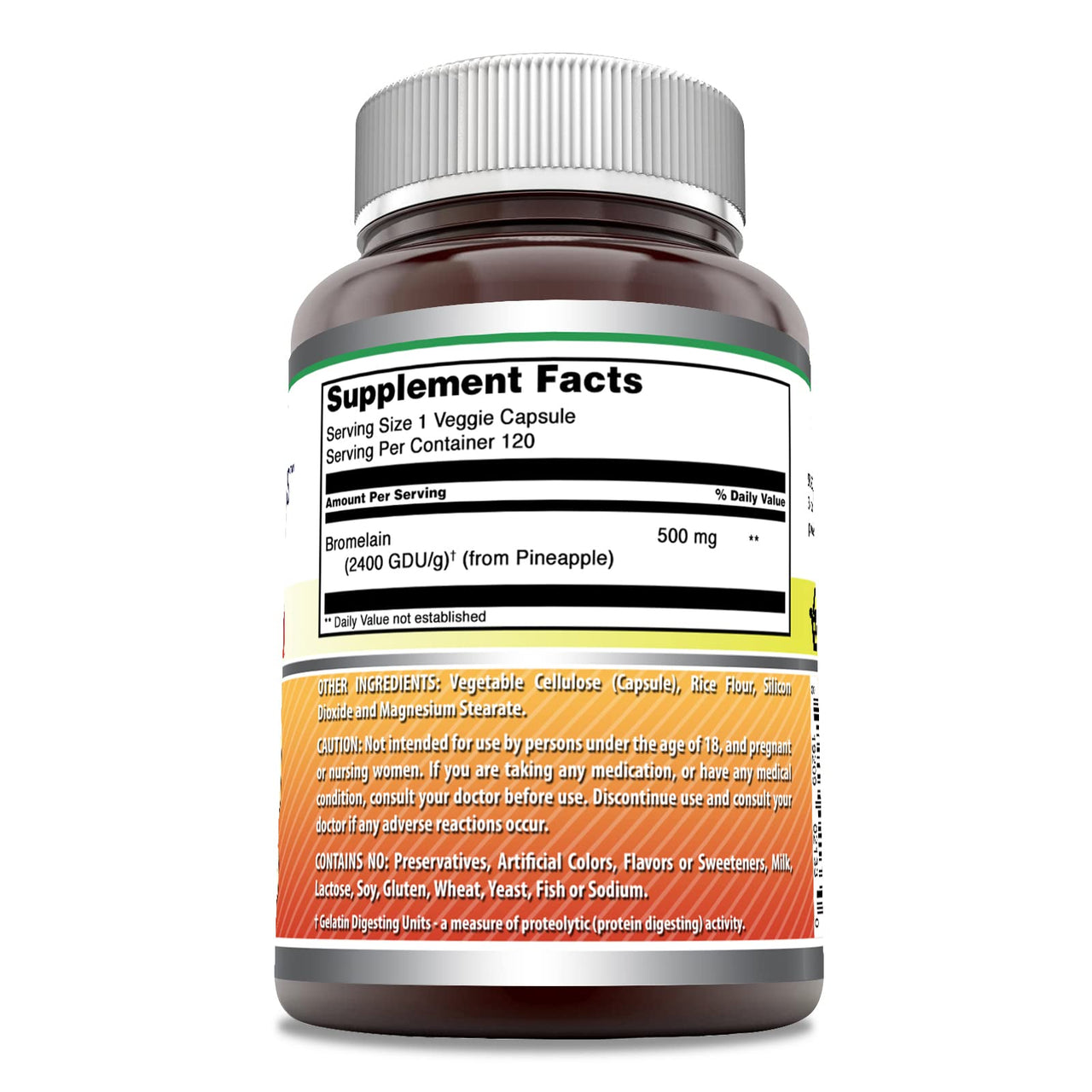 Amazing Formulas Bromelain Supplement | 500 Mg Per Serving | Veggie Capsules | Non-GMO | Gluten Free | Made in USA | Ideal for Vegetarians (1 Pack | 120 Count)