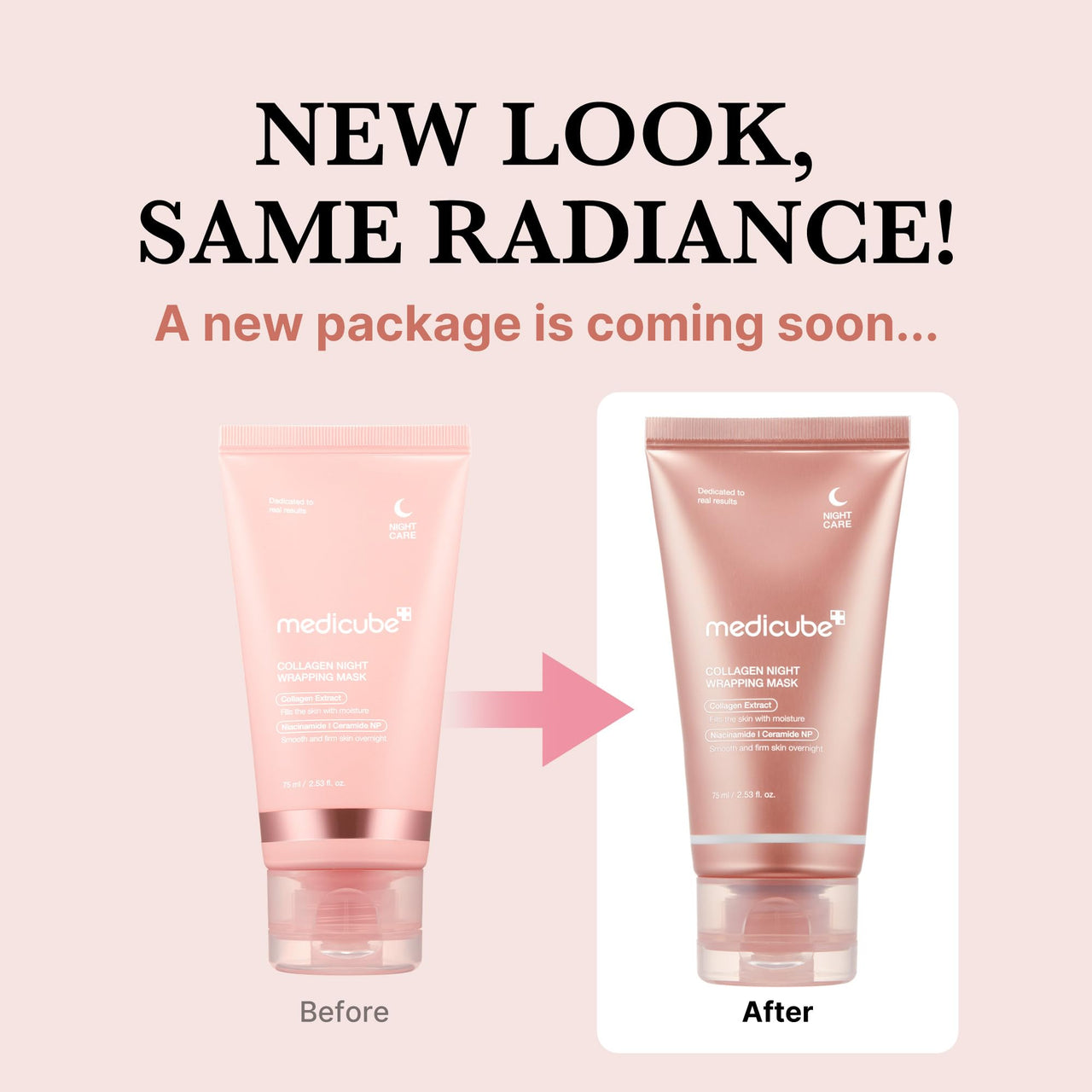 Medicube Collagen Overnight Wrapping Peel Off Facial Mask Pack - Elasticity & Hydration Care, Reduces Sagging & Dullness - Hydrolyzed Collagen For Glowing Skin - Korean Skin Care, 2.53 Fl.Oz