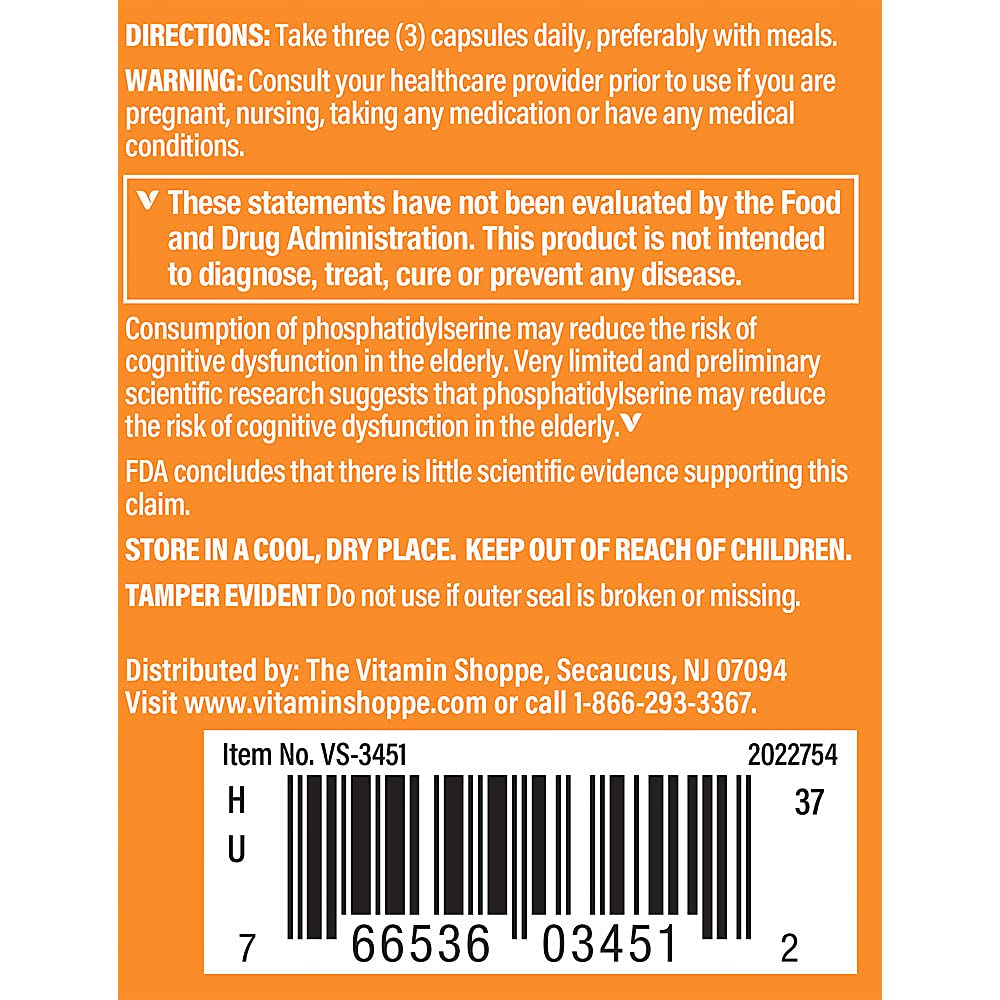 The Vitamin Shoppe Brain Sharp with Acetyl-L-Carnitine, Phosphatidylserine Vitamins (90 Capsules)