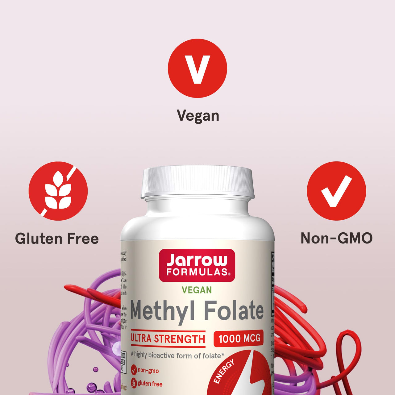 Jarrow Formulas Methyl Folate Veggie Caps - 1000 Mcg - 100 Count - Methyl Folate Supplement â€“ To Provide Folate - 5-MTHF Supplement - Non-GMO - Gluten Free