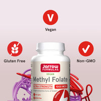 Thumbnail for Jarrow Formulas Methyl Folate Veggie Caps - 1000 Mcg - 100 Count - Methyl Folate Supplement â€“ To Provide Folate - 5-MTHF Supplement - Non-GMO - Gluten Free