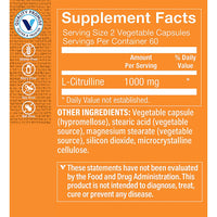 Thumbnail for The Vitamin Shoppe L-Citrulline 1000mg - Nitric Oxide Boost & Endurance | Cardiovascular Performance Amino Acid | 120 Veggie Caps | Vegan