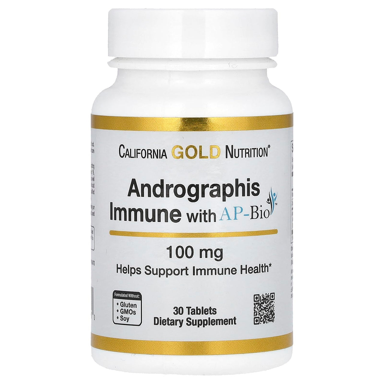 California Gold Nutrition Andrographis Immune with AP-Bio, Andrographis Extract with Vitamin C and Zinc, 100 mg, 30 Tablets