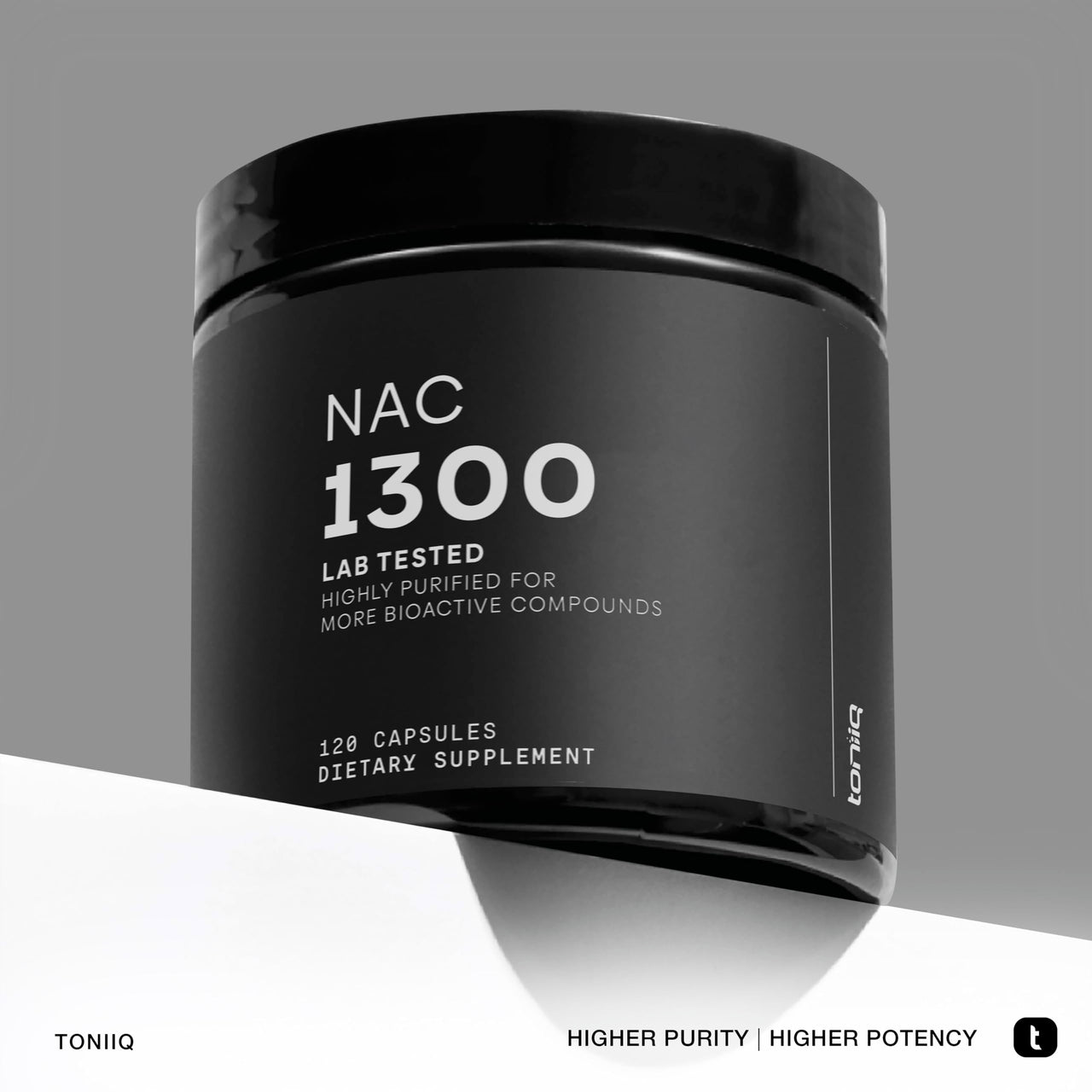 Toniiq 1300mg NAC - 2 Month Supply - Min. 98%+ Tested Purity - Ultra High Strength Bioavailable NAC Cysteine Supplement - 120 Vegetarian N Acetyl Cysteine Capsules -Lab Tested TQ