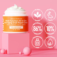 Thumbnail for SeoulCeuticals Snail Mucin Moisturizer 97.5% - Korean Skin Care Snail Repair Cream - Day & Night Anti Aging K Beauty Skincare Cruelty Free 2oz