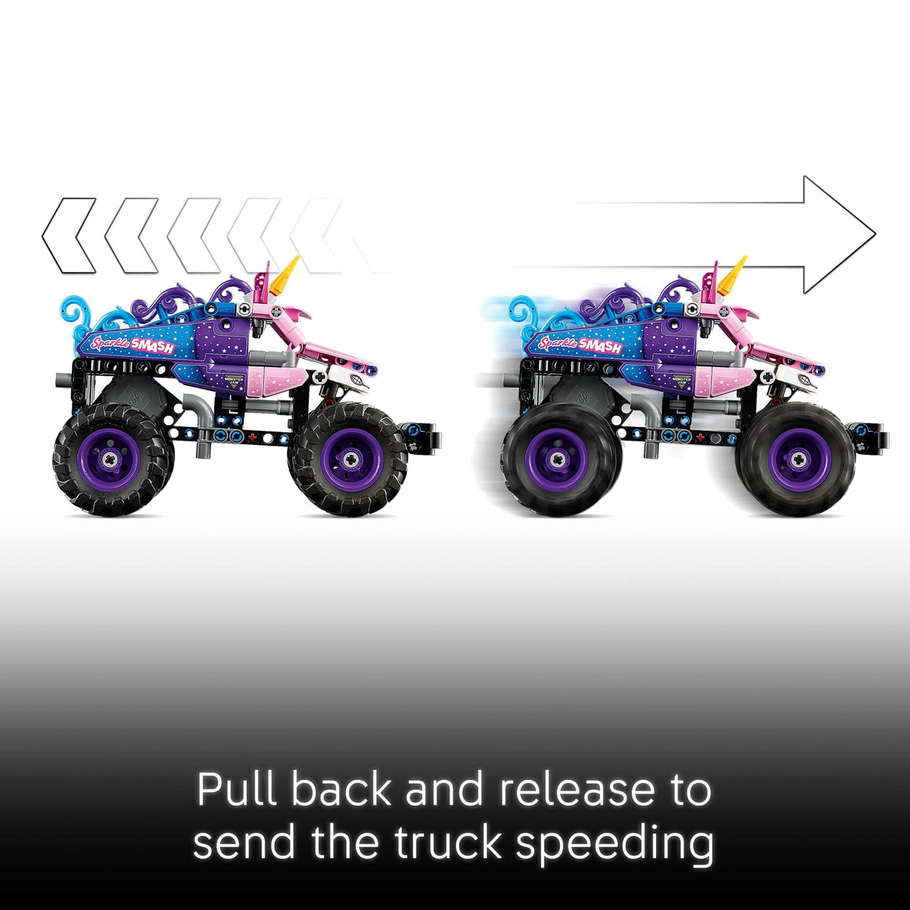 LEGO Technic Monster Jam Sparkle Smash Pull-Back Truck Toy for Boys & Girls - Monster Truck Building Toy W/Pull-Back Racing Action for Kids, Ages 7+ - Gift Idea for Birthdays - 42220