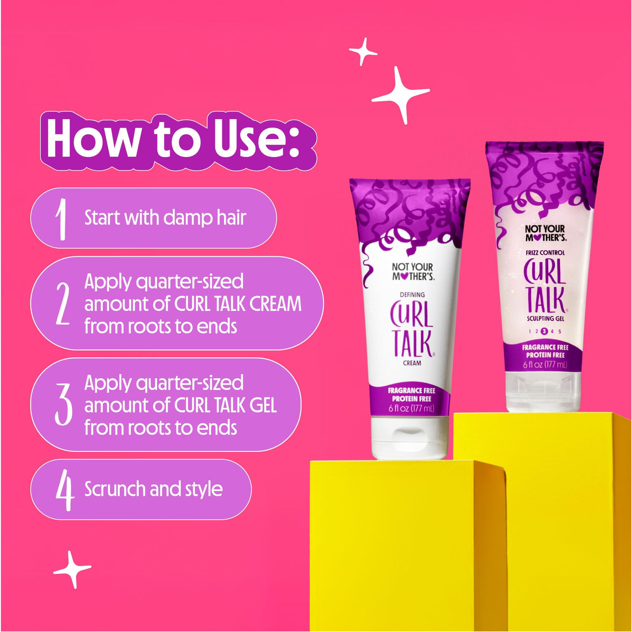 Not Your Mother's Fragrance-Free Curl Talk Sculpting Gel & Defining Cream (2-Pack) - 6 fl oz - Protein-Free Hair Products for Sensitive Curls