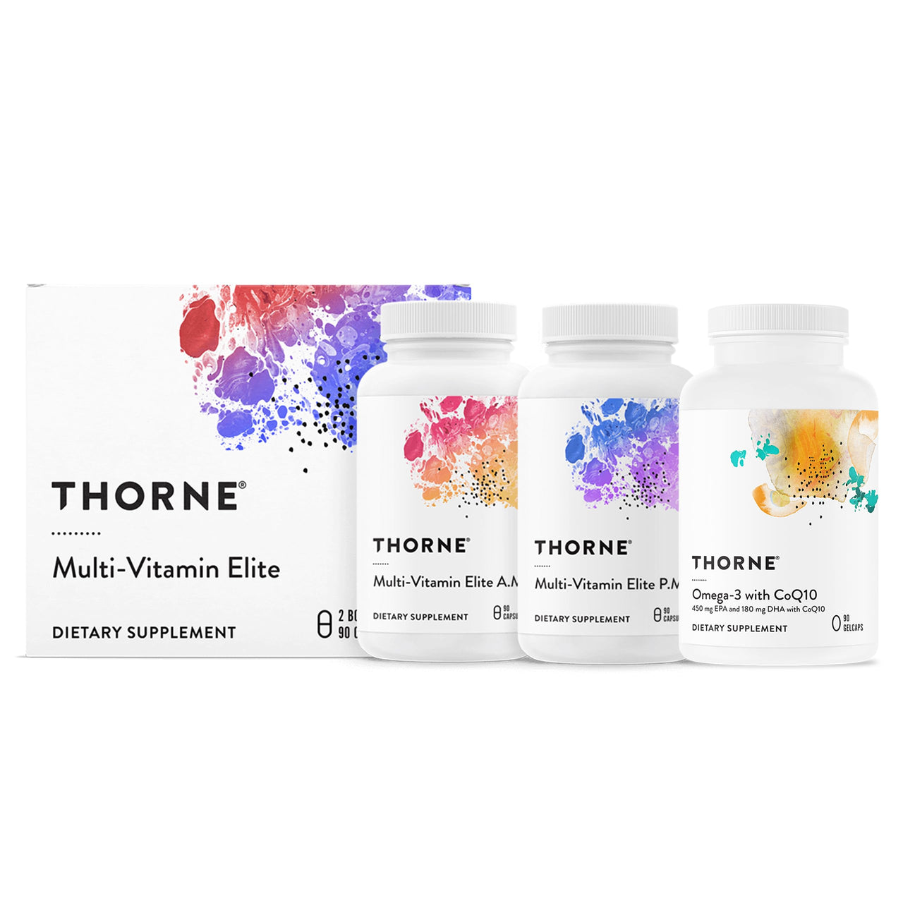 THORNE - Daily Nutrients Bundle - Multivitamin Elite and Omega-3 with CoQ10-30 to 90 Servings