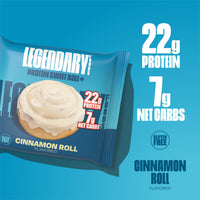 Thumbnail for Legendary Foods 22g Protein Cinnamon Roll - Premium High Protien Bars, Low Carb Meal Replacement Snack, Low Glycemic Index, Gluten Free Snacks - Sweet Zero Sugar, Keto and Diabetic Friendly 10-Pack