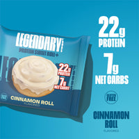 Thumbnail for Legendary Foods Cinnamon Roll 22g Protein Bars – Gluten-Free, Low Carb Meal Option – Sweet Zero Sugar Snack, Keto-Friendly – 10-Pack High Protein Pre- or Post-Workout Nutrition Bars