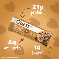 Thumbnail for Quest Nutrition Chocolate Chip Cookie Dough Protein Bars, High Protein, Low Carb, Gluten Free, Keto Friendly, 12 Count