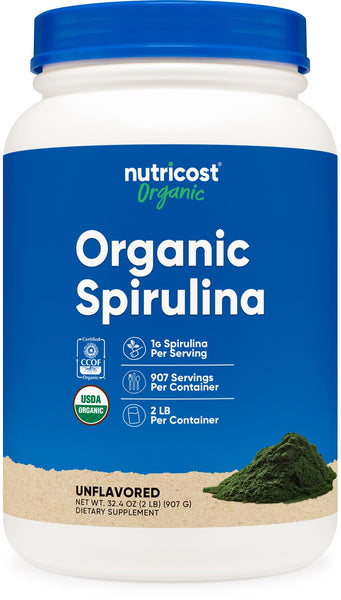 Nutricost Organic Spirulina Powder 2 LB - Pure, Certified Organic Spirulina