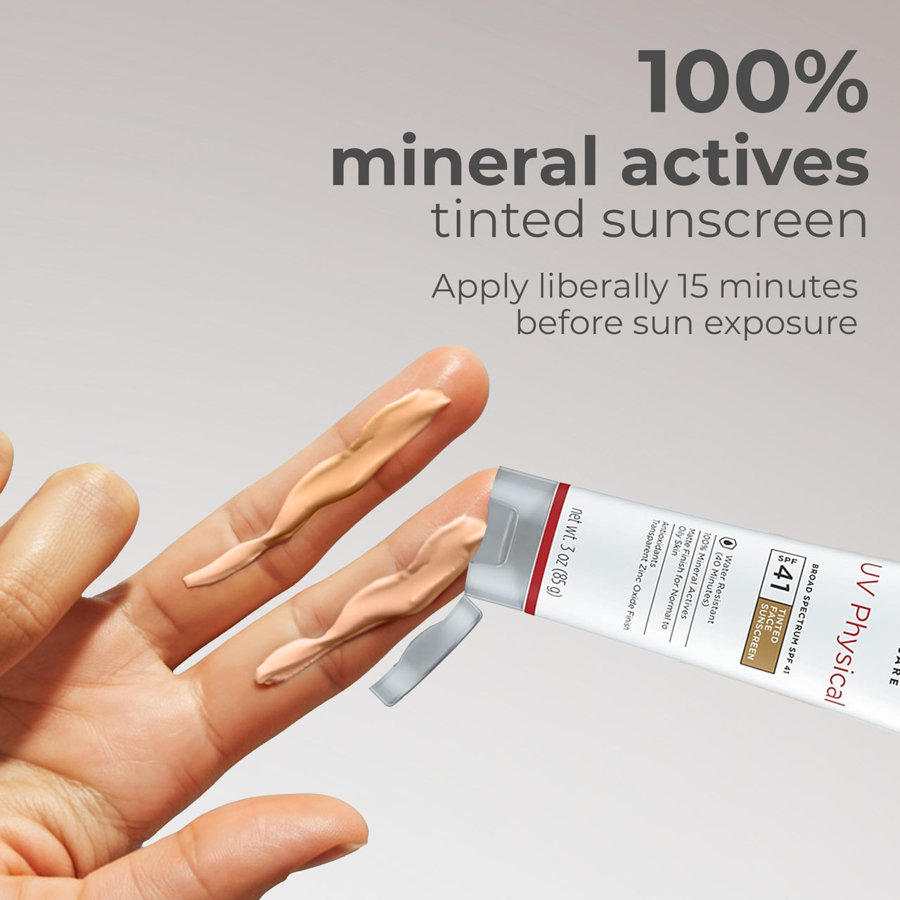 EltaMD UV Physical Tinted Mineral Sunscreen for Face SPF 41, 100% Mineral Actives Tinted Face Lotion, Water Resistant, Paraben-Free, Transparent Zinc Oxide Finish, Facial Travel Size Sunscreen 3 oz