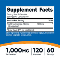 Thumbnail for Nutricost NAD+ Supplement 1,000mg per Serving,120 Capsules (Nicotinamide Adenine Dinucleotide) - 60 Servings, Gluten-Free, Vegan