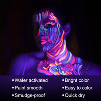 Thumbnail for MEICOLY Neon Face Paint,UV Blacklight Glow Face Paint,8 Bright Colors Neon Fluorescent Rave Body Paint Palette,Water Activated Eyeliner,Water Based Glow In The Dark Halloween Washable for Kids Adults