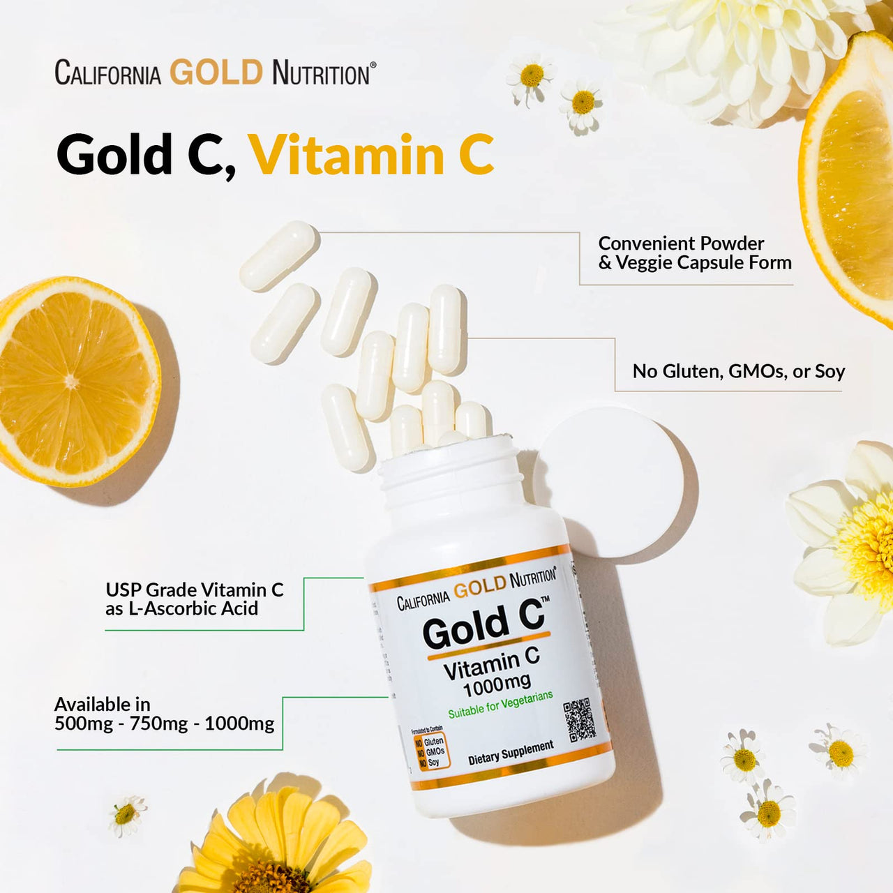 California Gold Nutrition Buffered Vitamin C Powder, Non-Acidic, Gold C, USP Grade Sodium Ascorbate, Suitable for Vegans and Vegetarians, 8.40 oz (238 g), 2 Pack