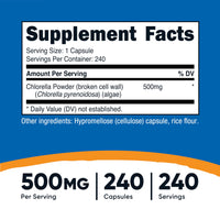 Thumbnail for Nutricost Chlorella Capsules 500mg, 240 Vegetarian Capsules - Non-GMO and Gluten Free