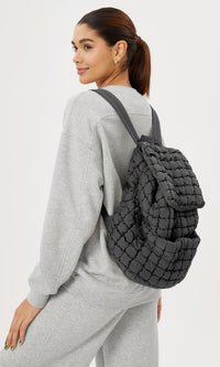 Thumbnail for ODODOS Quilted Backpack 2.0 for Women Lightweight Puffer Hiker Pack Drawstring Padding Travel Gym Bag, Charcoal