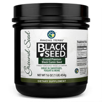 Thumbnail for Amazing Herbs Premium Ground Black Cumin Seeds - Finely Ground Nigella Sativa, Gluten Free, Non GMO, Supports Cardiovascular Function & Preserves Digestive Health - 16 Oz
