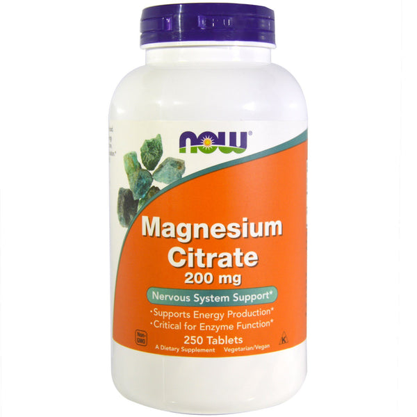Now Foods Magnesium Citrate 200mg, 250 Tablets (Pack of 2)
