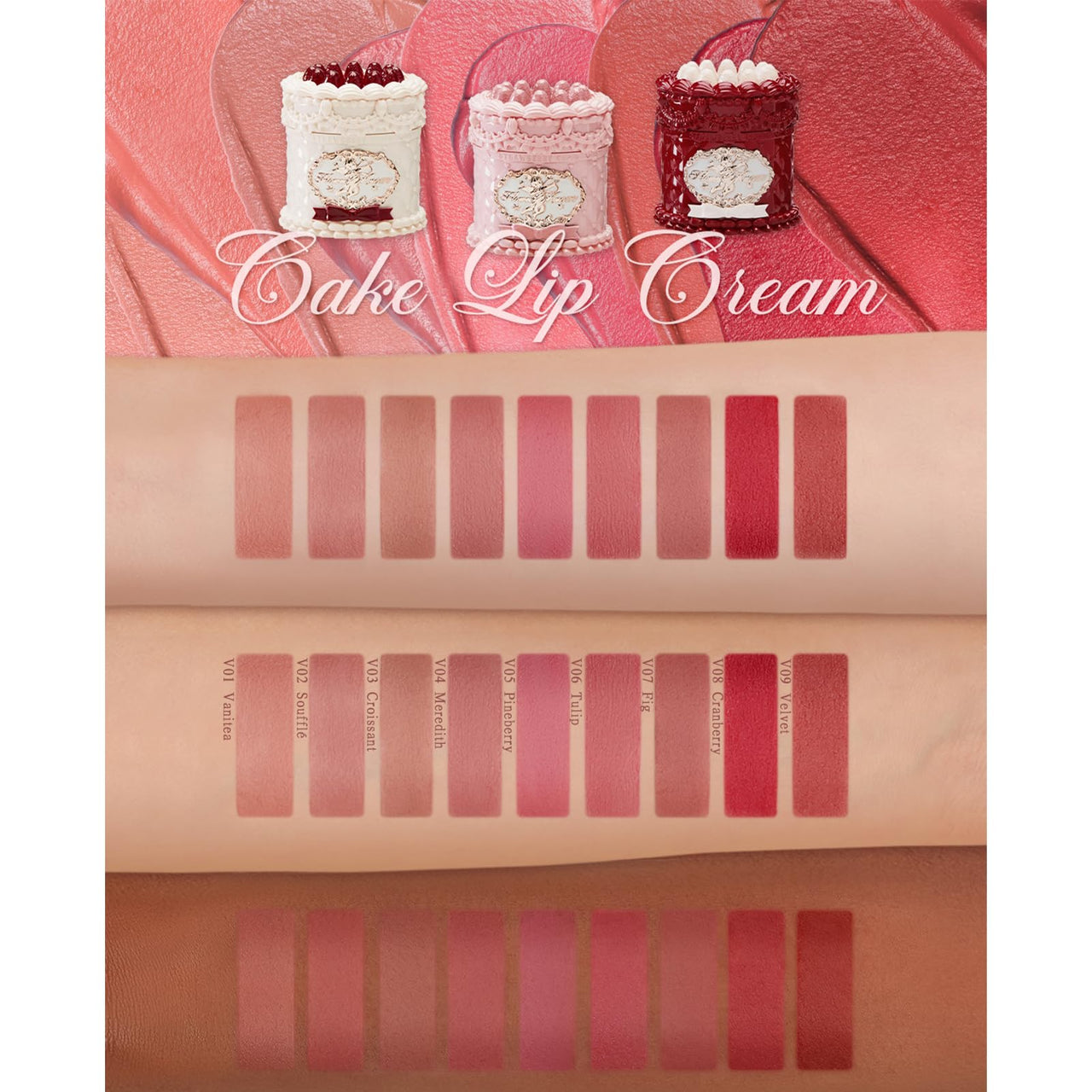 Flower Knows Strawberry Cupid Cake Lip Cream,Long Lasting Bold Red Matte Lipstick,Hydrating Lip Stain,Transfer & Smudge-Proof Velvet Liquid Lipstick for Girls&Women,0.17 Fl Oz(V08 Cranberry)