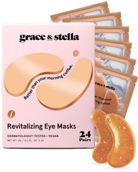 Thumbnail for grace & stella Caffeine Under Eye Patches - Awakening Eye Patches for Puffy Eyes and Dark Circles, Under Eye Mask Patches with Niacinamide & Hyaluronic Acid - Teen Girl Gifts, Vegan (Bronze, 24 Pairs)