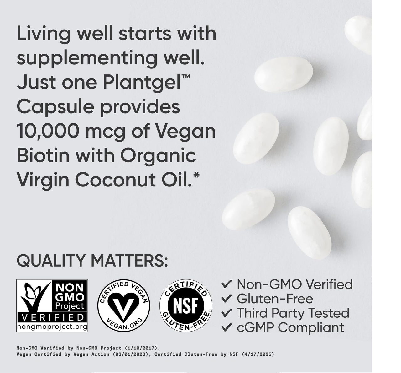 Sports Research® Hair Essentials Pack - Vanilla Collagen Powder Protein Supplement (40 Servings) and Biotin (Vitamin B7) 10,000mcg with Organic Coconut Oil (120 Softgels)