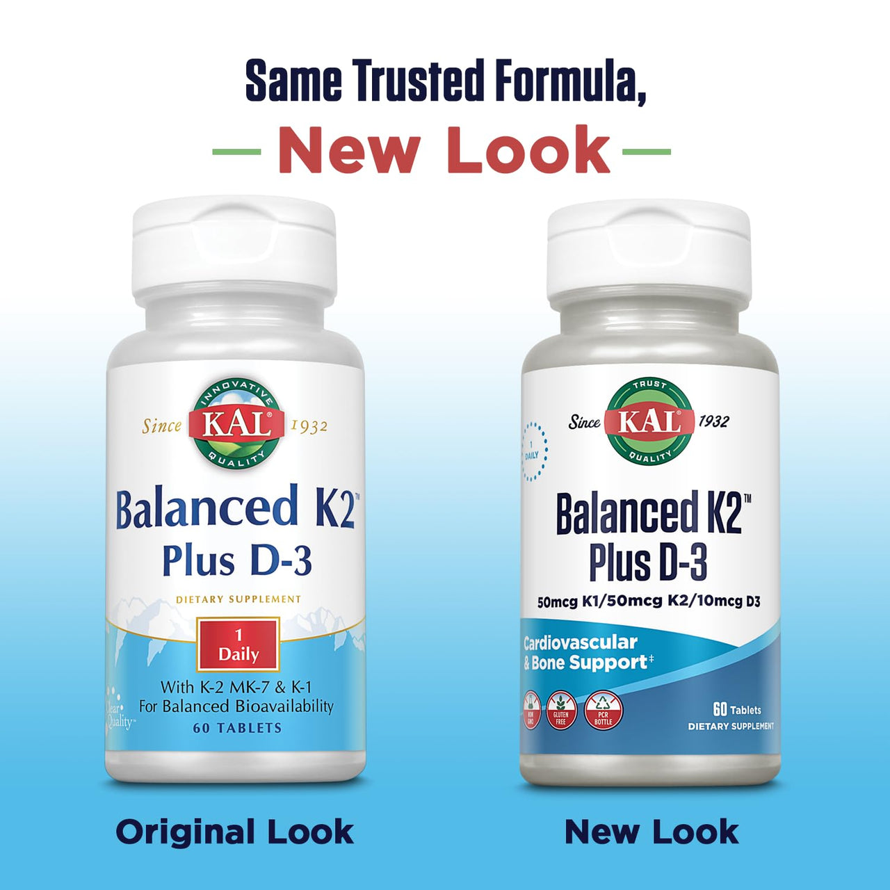 KAL Balanced K2 Plus D-3 Tablets, 100 mcg, 60 Count