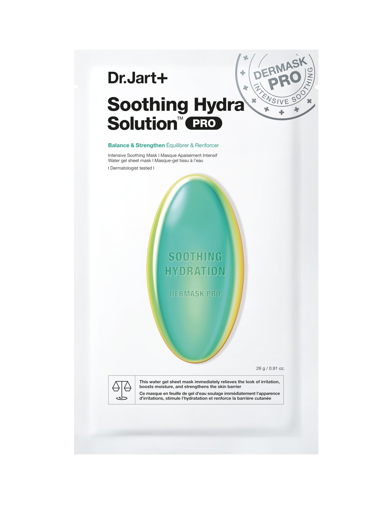 Dr.Jart+ Dermask Soothing Hydra Solution Korean Face Mask for Visibly Irritated Skin | Sheet Mask | Korean Skin Care | Travel Size, 1 Pack