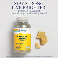 Thumbnail for Solaray Calcium Citrate 1000mg - Chelated Calcium Supplement - Supports Bone Strength and Healthy Teeth - Easy to Digest - Vegan - 60 Servings, 240 VegCaps
