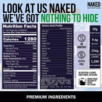Thumbnail for NAKED Chocolate Peanut Butter Mass Protein 8LB (1,280 Calories, 50g Protein) Pure Creatine 500g (100 Servings) – Bulk; Non-GMO; Gluten Free; Soy Free