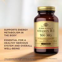 Thumbnail for Solgar Vitamin B1 (Thiamin) - 100 Tablets - Super Potency, 500mg Formula - Non-GMO, Vegan, Gluten Free, Kosher, Halal - 100 Servings