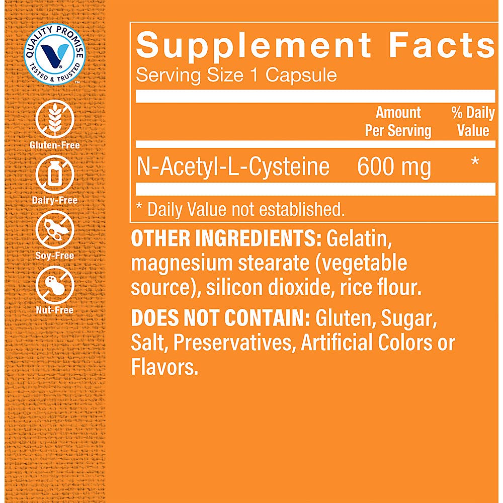 The Vitamin Shoppe NAC N-Acetyl-L-Cysteine Promotes Cellucor Health, Immune (50 Capsules)