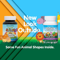 Thumbnail for NaturesPlus Animal Parade Immune Booster - Tropical Berry Flavor - 90 Animal-Shaped Chewable Tablets - Provides Immune System Support - Gluten Free, Vegan - 45 Servings