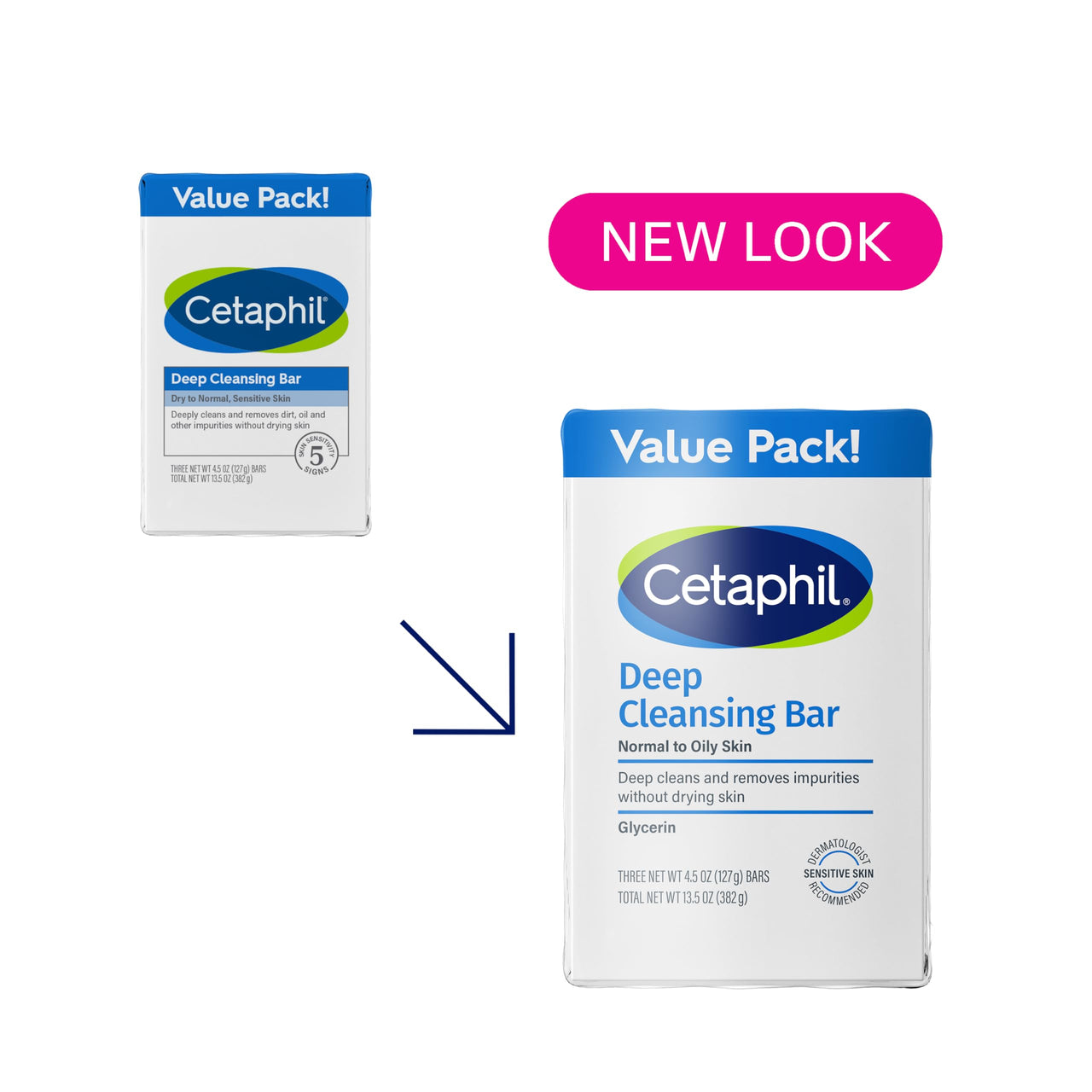 Cetaphil Bar Soap, Deep Cleansing Face and Body Bar, Pack of 3, For Dry to Normal, Sensitive Skin, Soap Free, Hypoallergenic, Paraben Free, Fragrance Free, Removes Makeup, Dirt and Oil