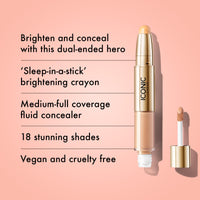 Thumbnail for ICONIC LONDON Radiant Concealer & Brightening Duo | Creamy Liquid + Brightening Crayon Dual Ended Concealer, Cruelty Free, Vegan Makeup (Cool Light) 0.08 oz