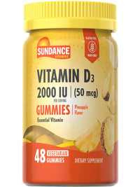 Thumbnail for Sundance Vitamin D3 Gummies | 2000 IU | 48 Count | Pineapple Flavor | Vegetarian, Non-GMO, and Gluten Free Supplement