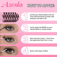 Thumbnail for Azenlo Lash Extensions 40D+60D Cluster 240pcs DIY Lash Clusters 10-16mm Eyelash Clusters Individual Think Band Lash Kit (40D+60D Kit)