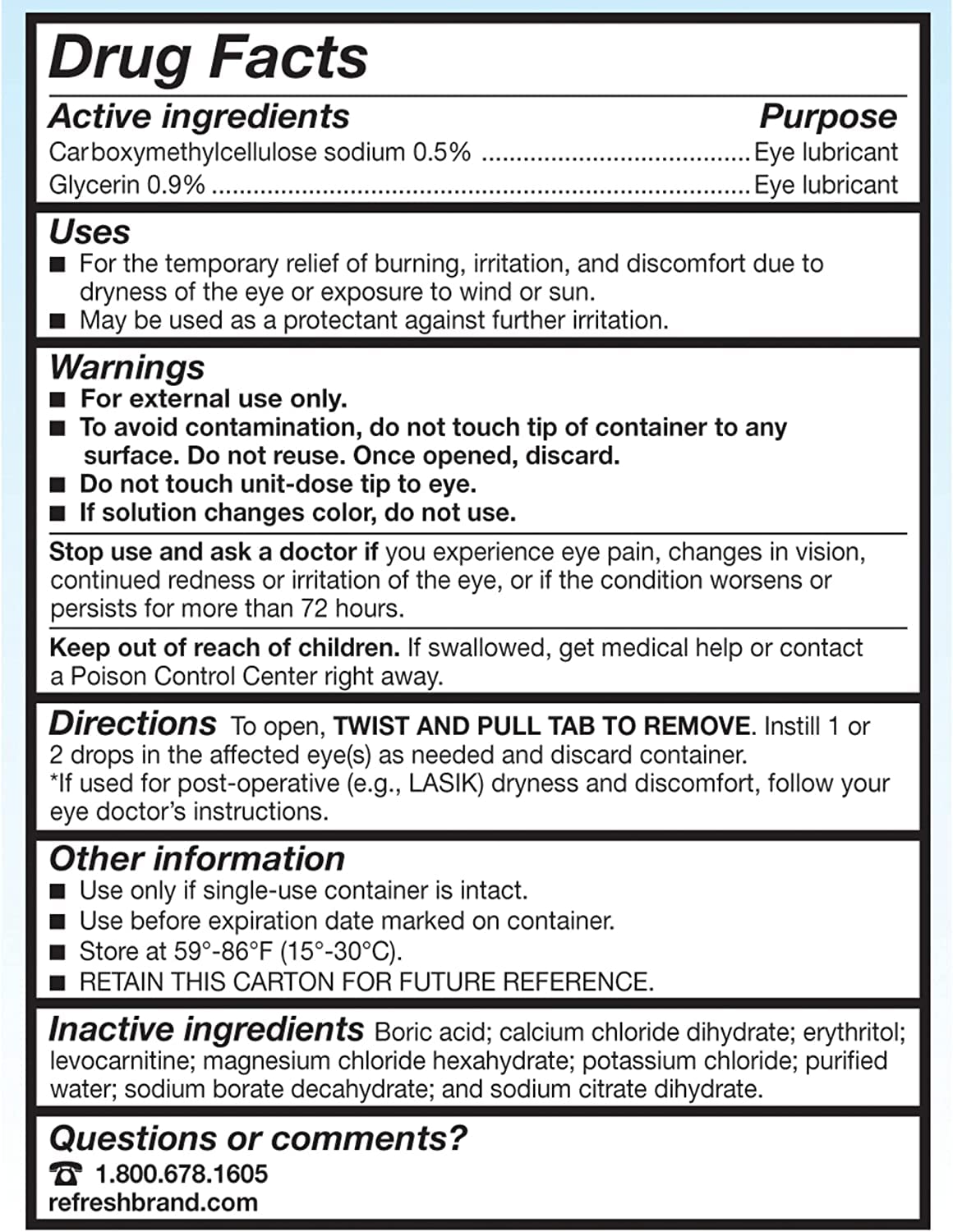 Refresh Optive Lubricant Eye Drops, 30 Single-Use containers Per Box (Pack of 5)