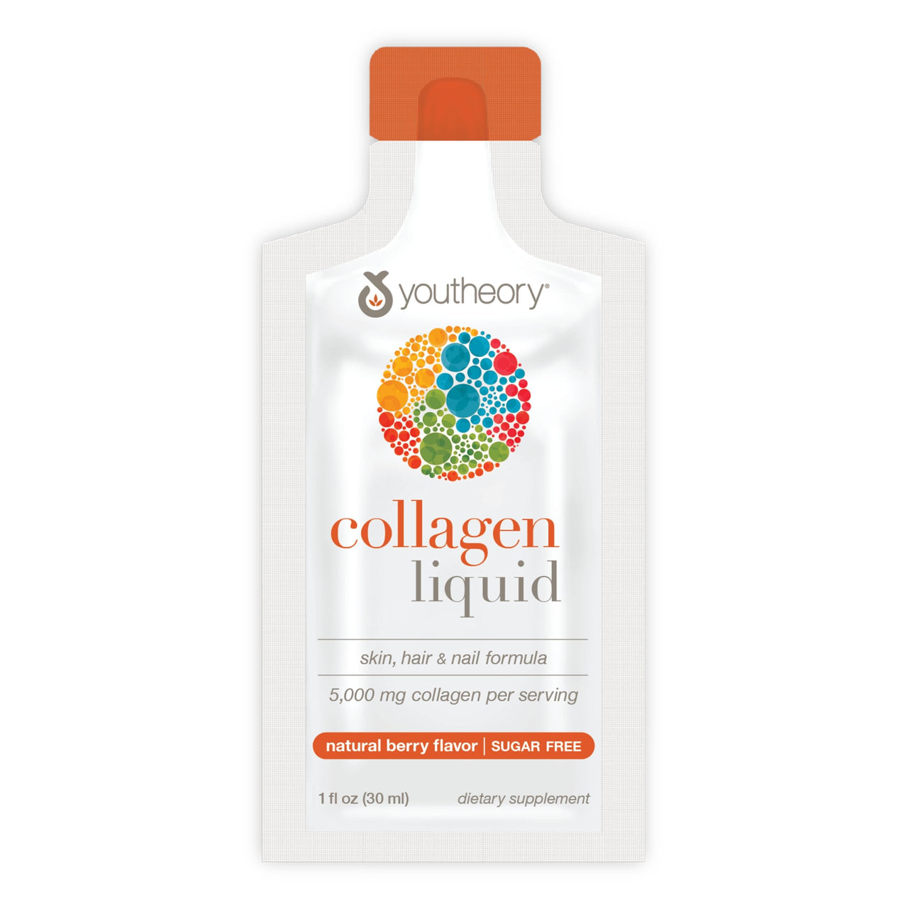 Youtheory Collagen Liquid - 5,000 mg Hydrolyzed Collagen - for Hair, Skin & Nails* - Sugar, Dairy & Soy Free - Berry Flavor - 12 Single Serving Packets