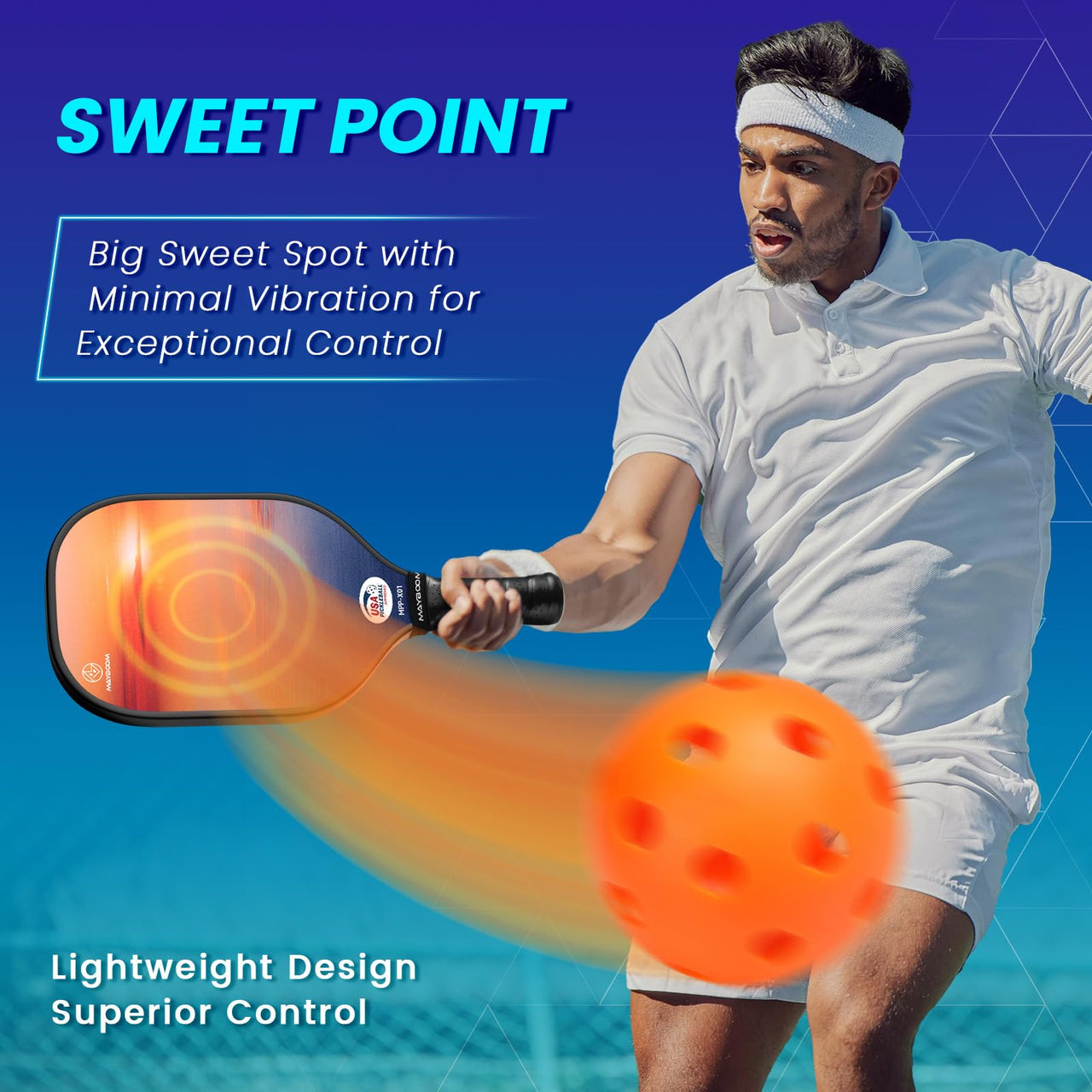 Pickleball Paddles Set of 2 or 4, USAPA Approved Pickleball Paddles Set with 4 Pickleball Balls and Pickleball Carry Bag, Fiberglass Pickle Ball Rackets 2 Pack Gifts for Beginners&Pros(Sunset 2)