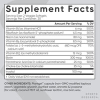Thumbnail for Sports Research® Vitamin B-Complex - Full Spectrum of B Vitamins with Methylated B12 & Folate - Gluten Free · Plant-Based · Non-GMO · Vegan-Friendly Formula - 60 Veggie Softgels