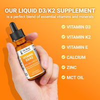 Thumbnail for Dr. Berg Liquid Vitamin D3 & K2 Supplement with Zinc - for Bone, Teeth, Mood & Immune Health* - Vitamin D3 & K2 Drops for Adults - 1 fl oz