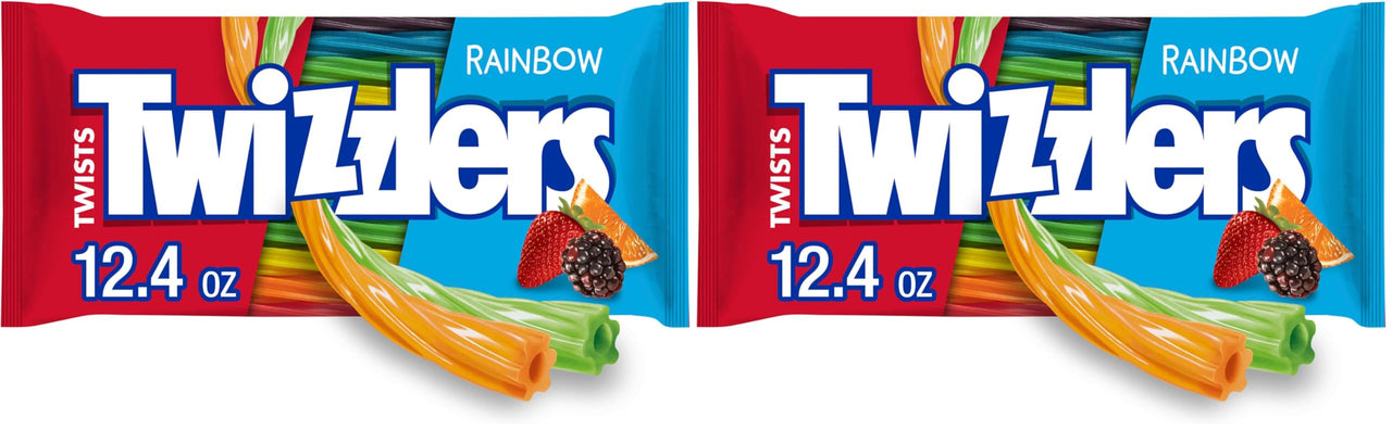 TWIZZLERS Twists Rainbow Flavored Licorice Style, Chewy Candy Bag, 12.4 oz (Pack of 2)